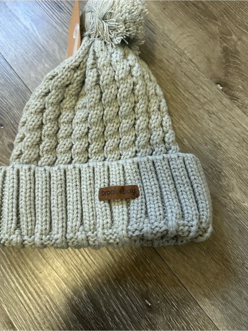 Cream Cable-Knit Pom Beanie